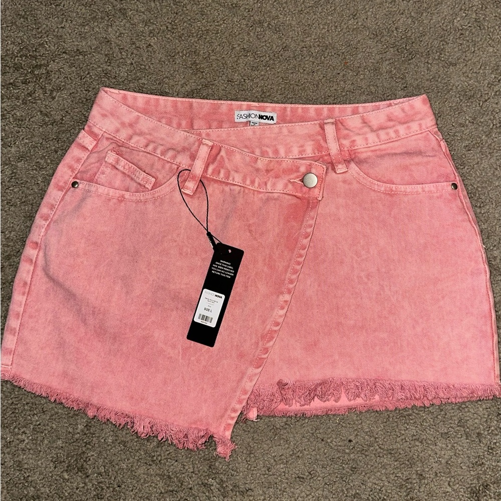 Fashion Nova Pink Denim Skirt